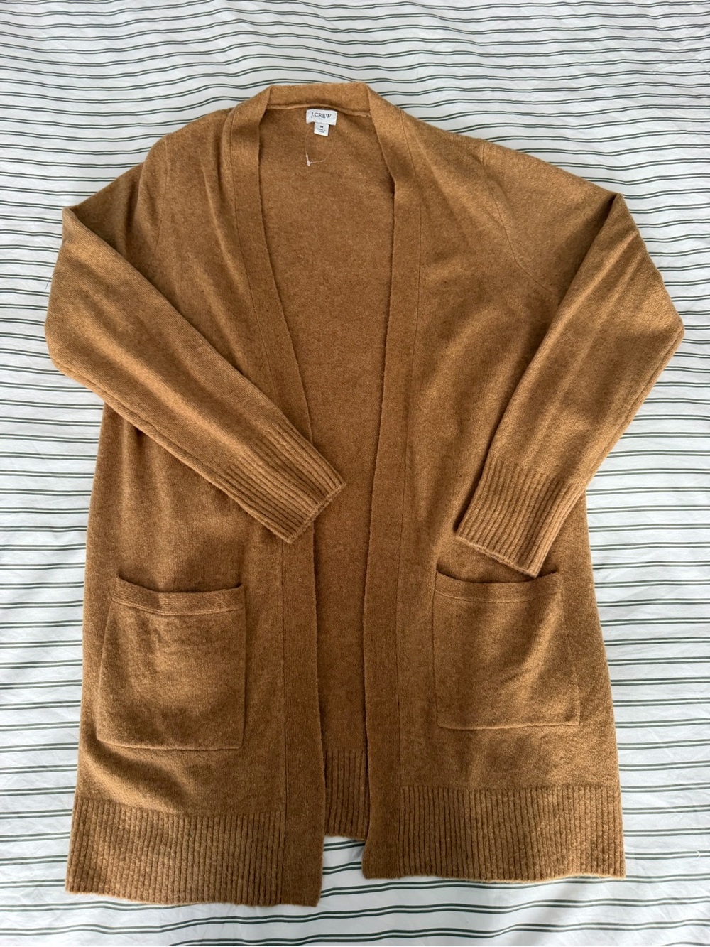 J. Crew Open-Front Cardigan in Camel Brown